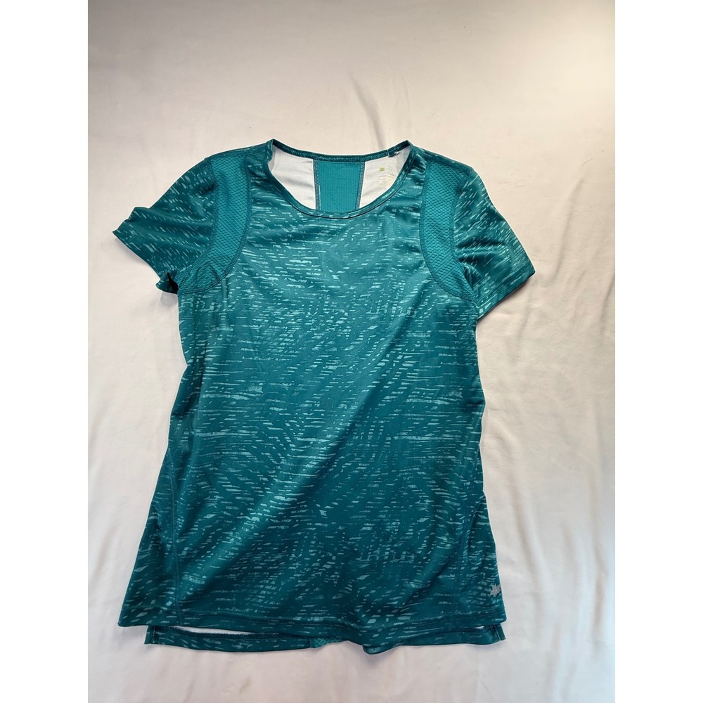 Tek Gear DryTek Womens Small Teal Space Dye Short Sleeve Athletic Workout Shirt